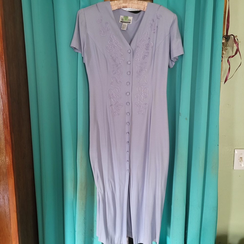 Sheri Martin Light Purple Embroidered Midi Dress